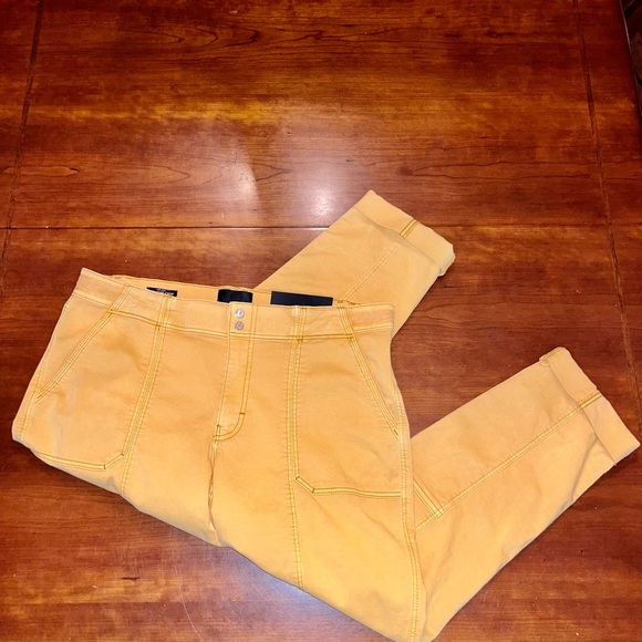 White House Black Market Mustard Straight Crop Pants Mid Rise Size 14 New - Picture 2 of 14